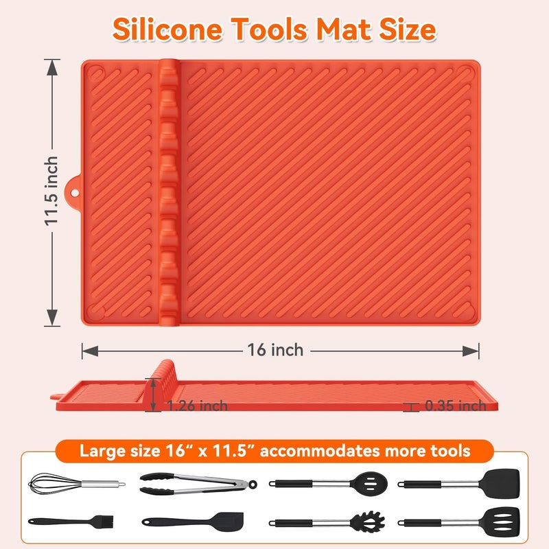 Protebox Silicone Griddle Mat for Blackstone - Magnetic Silicone Grill Tools Mat for Blackstone Accessories, Side Shelf Spatula Utensil Mats with Drip Pad for Outdoor BBQ Grill Kitchen Countertop (2-Pack) - Image 4